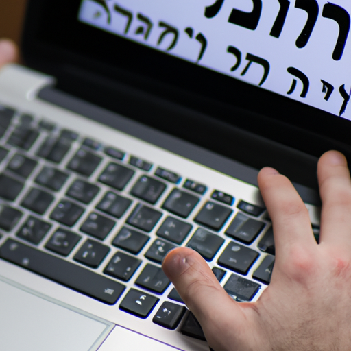 תצלום של אדם מקליד בעברית במחשב נייד