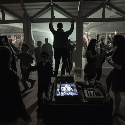תמונה של תקליטן וקבוצת אנשים רוקדים במסיבת בת מצווה